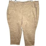 Talbots NEW  plus size paisley print curvy slim crop tan brown pants size 24W Photo 0