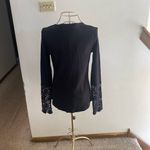 Doe & Rae black long sleeve crochet detail top size small Photo 8