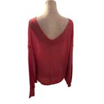 Free People We The Free Women's S Pink V-Neck Long Sleeve Waffle Knit Top Photo 2