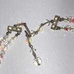 Vintage AB Rainbow Coated Crystal Beaded Boho Double Strand Necklace Photo 2