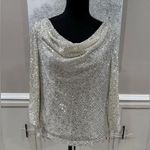 Bridal Sequin Cowl Neck From Boutique New Years/Holiday Blouse Silver Size L Photo 2