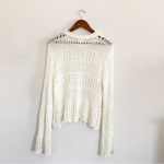 POL NEW  Open Weave Crochet Knit Bell Sleeve Sweater in Cream Off White Size S Photo 2