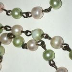 Elegant Faux Pearl Necklace with Green and Pink Beads Photo 4