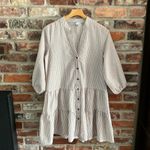 Petal and Pup Petal + Pump Tan Gingham Searsucker Mini Shirtdress Dress Photo 2