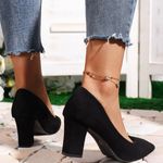 SheIn Pointed Toe Faux Suede Chunky Heeled Pumps Photo 2