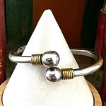 Vintage Taxco Mexico 925 Sterling Silver Hinged Bangle Bracelet – Bold Ball Bypa Photo 0