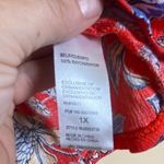 Democracy Artisan Crafted by Women Top XL Red Floral Cold Shoulder Peasant Boho Photo 3