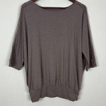 Garnet Hill Top Womens Large Taupe Dolman Lace Sleeve Organic Cotton Tencel L Photo 0