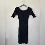 Theory Fillia Ribbed Elbow Sleeve Sweater Dress in Dark Charcoal Women's Size S Photo 3