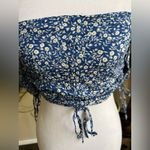Lulus LULU’S Summer Vibes Blue Floral Print Off-the-Shoulder Crop Top | small Photo 5