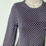 Maison Margiela navy red honeycomb pattern midi long sleeve silk dress sz XS Photo 5