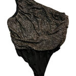Lulus  Black Multi Metallic One-Shoulder Bodysuit - Size Large (10/12) Photo 0