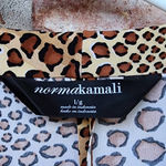 Norma Kamali Cocoa Animal Surplice Faux Wrap Stretch Jersey Dress Large Photo 3