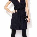 Milly of New York Allison Black/Navy Blue Metallic Jacquard Wrap Dress size 0 Black Photo 1