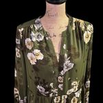 Vince Camuto  olive floral print lined long sleeve dress with semi-sheer sleeves Photo 2