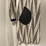 Samsara Size 10 Black Cream Knit Chevron Long Sleeve Dress Faux Leather Pockets Photo 1