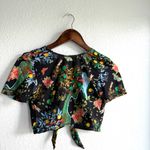 We are HAH Womens Bikini Top Black Floral Reversible Tie Front or Back Size XS Photo 2