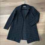 Chiaramente Made In Italy Cardigan Sweater Wool Blend Black & Gray Open Front S Photo 0