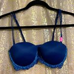 PINK - Victoria's Secret PINK Victoria’s Secret navy blue padded strapless bra, 32C, NWT Photo 0