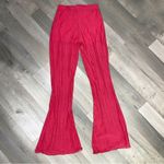 ZARA  Sheer‎ Pleated Ruffle Wide Leg Pull On Pants Pink Medium Flare Naked Photo 7