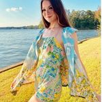 Vintage RARE 1950s JCPenny Flower Print Pinup Swimsuit Playsuit Summer Beach Med Green Photo 0