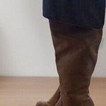 Fugu Malibu Womens Size 6 1/2‎ Tan Knee Flip Down Leather Boots Side Zip Photo 3