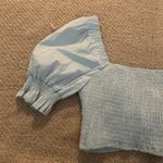 Privy  Blue Puff Sleeve Crop Blouse Photo 4