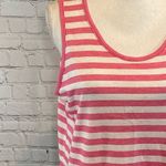 Jones New York JONES NY White & Pink Striped Sparkle Tank Top-Large Photo 1