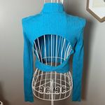 Lovers + Friends Taline Open Back Knit Crop In Ocean Blue Size XS Mock Neck Photo 4