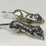 Vintage Novelty Chetah Leopard Big Cat Clip On Silver Earrings Photo 2