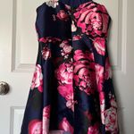 by and by  Floral Satin Navy Dress Photo 3