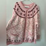 VTG National Sweater Cardigan Hippie Boho Pink Magenta Aztec Pattern Size 2X Photo 2