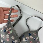 Aerie  Brooke Padded Bra Sz 34B Grey Floral Lace Trim Photo 4