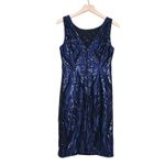 Calvin Klein Womens 4 Midnight Blue Mesh Sequin Cocktail Dress Photo 2