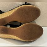 Born BOC Black Leather Floral Peep Toe Slingback Woven Wedge Heel Sandals 8 Photo 6