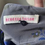 Rebecca Taylor Gray Floral Silk Drop Waist Dress size 4 Long Sleeve Ruffles Photo 5