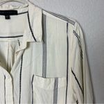 Sanctuary  Women's Ivory and Navy Striped Button-Down Shirt Size L Photo 4