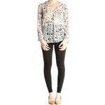 Philosophy Long Sleeve Lightweight Semi Sheer Floral V-Neck Blouse Size XS Photo 3
