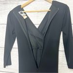 Tadashi Shoji  Vintage Black Ruched Long Sleeve Evening Gown Size Petite Small Photo 5