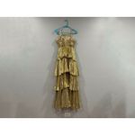 Mac Duggal  49911 Gold Strapless Pleated Metallic Layered Ruffle Gown Sz 2 NEW Photo 5