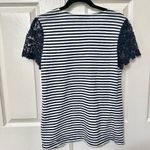 Charter Club striped lace detail short sleeved T shirt Photo 6