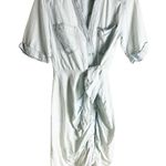 Veronica Beard  Hensley Light Blue Ruched Tie Waist Denim Shirt Dress Size 2 Photo 5