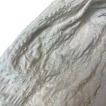 ZARA Women's M White Floral Ruched Waffle Textured Crop Top Blouse Puffy Sleeves Photo 2