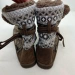 MUK LUKS Medium Brown & Gray Clementine Boot faux fur lined fair isle Women sz 7 Photo 4