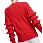 Anthropologie LINE + DOT Women’s Red Ruffle Sleeve Pullover Sweater Photo 1