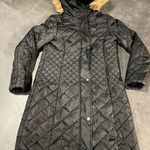 Jaclyn Smith  Black Quilted Parka‎ Coat with Faux Fur Hood Winter Jacket D-7 Photo 0