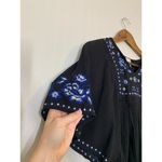Blue Rain Floral Embroidered Dress Womens Sz XS Bat Sleeve Boho Fringe V Neck Photo 1