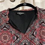 Fashion Union  Red/Black Paisley Top Sz 8 Casual Lined Babydoll A-Line Photo 2