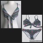 Laundry by Shelli Segal  Black Multicolor Geo Top Hipster Bottoms Swimsuit M Photo 1