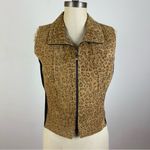 NWT Margaret Godfrey Leather Leopard Print Vest Tan Size L Photo 1